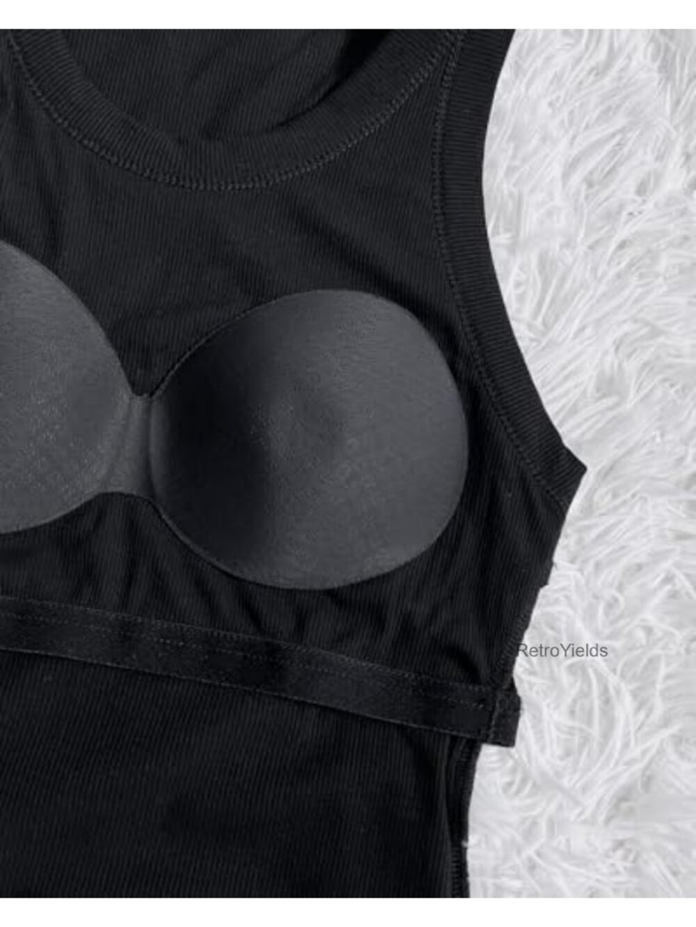 Ribbed Tank Top Set with Built-in Bra Racerback Workout Tops - Picture 3 of 6